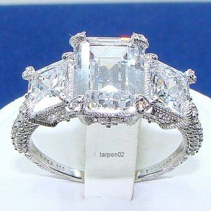 Judith Ripka 4.20ct Triple 3 Stone Diamonique Ring